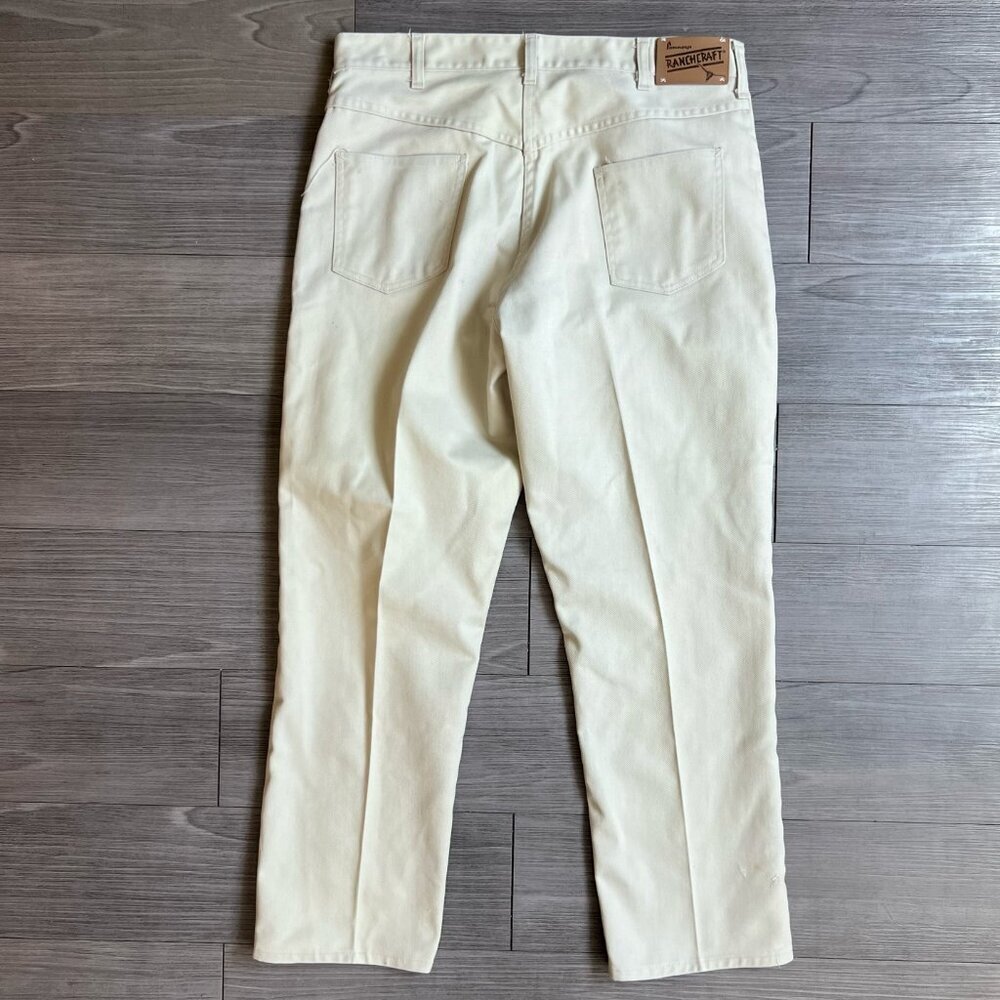 AS IS Vtg 70s Penney’s Ranchcraft Western Jeans Khaki Straight Leg Pants 35X28 - Picture 5 of 10